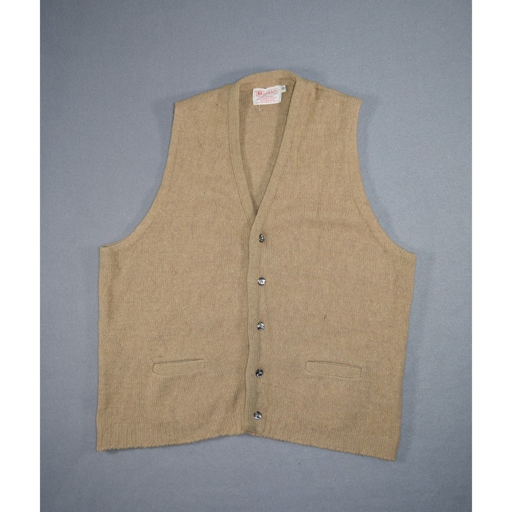 Vintage Parkley Sweater Mens XL Brown Vest Wool Alpaca 70s Cardigan Grandpa USA